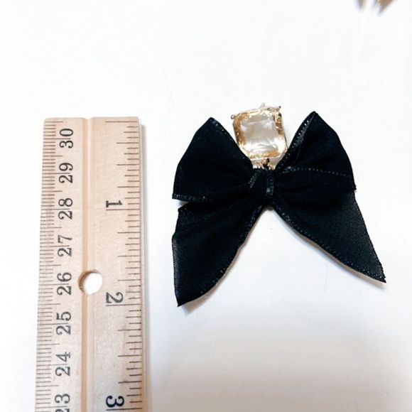 Black mesh bow earrings #594 - Picture 5 of 6